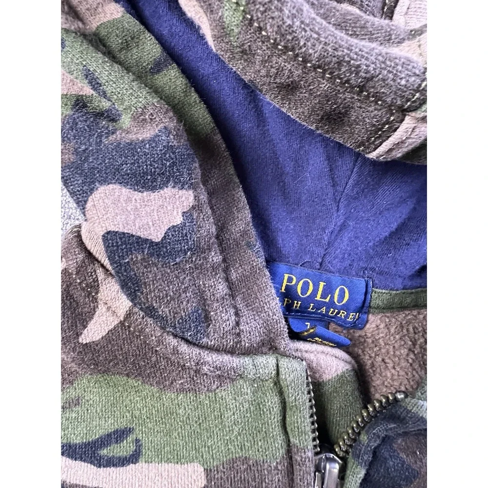 Polo Ralph Lauren Jacket Youth 7 Boys Camouflage Full Zip Hooded Pockets Preppy